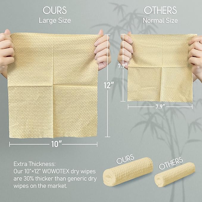 Bamboo Rayon Disposable Face Towel Biodegradable Large Dry Face Wipes 60 - Image 2