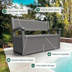 80 Gallon Outdoor Storage Box, Resin Patio Furniture with Armrest, Lockable Deck Box with Waterproof and UV Resistant for Patio Cushions, Garden Tools and Pool Supplies, Grey - Image 3