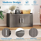 2-Tier Storage Bench, Waterproof UV-Resistant Outdoor Shoe Storage Cabinet with 2 Doors & Adjustable Shelves for Indoor Outdoor Entryway, Hallway, Living Room (Grey) - Image 4