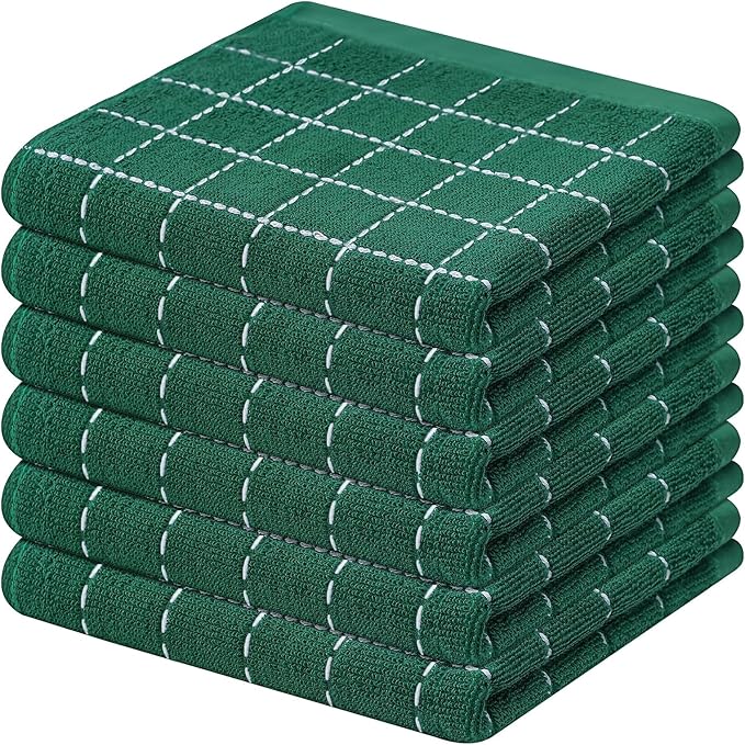 Mordimy 100% Cotton Terry Cloth Dish Cloths, Soft and Absorbent Checkered Dish by Mordimy