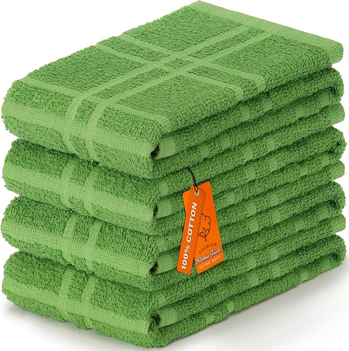 DecorRack Large Kitchen Towels, 100% Cotton Hand Towels, Plaid Pattern Cleaning - Image 7