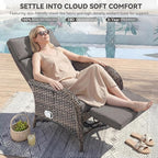 3 Pieces Zero Gravity Wicker Patio Recliner Chairs Set of 2 - Wicker Outdoor Lounge Chair with Side Table, Adjustable Backrest & Footrest, High Back Outdoor Recliner Chair for Pool Deck Gray - Image 3