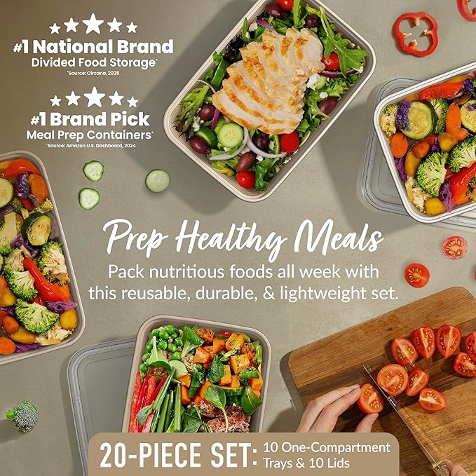 Bentgo Prep - 20-Piece 1-Compartment Reusable Meal Prep Containers - Image 2