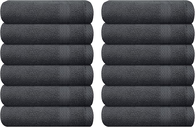 GLAMBURG Ultra Soft 12-Piece Washcloths Set 13x13-100% Ringspun Cotton by GLAMBURG