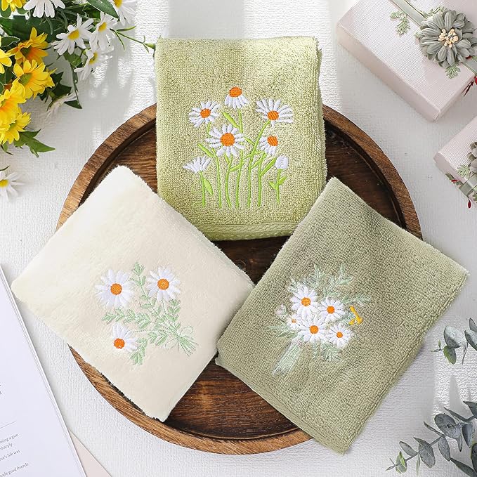 3 Pcs Daisy Floral Hand Towels Daisy Flowers Boho Bathroom Decor 14x29 Inch - Image 6