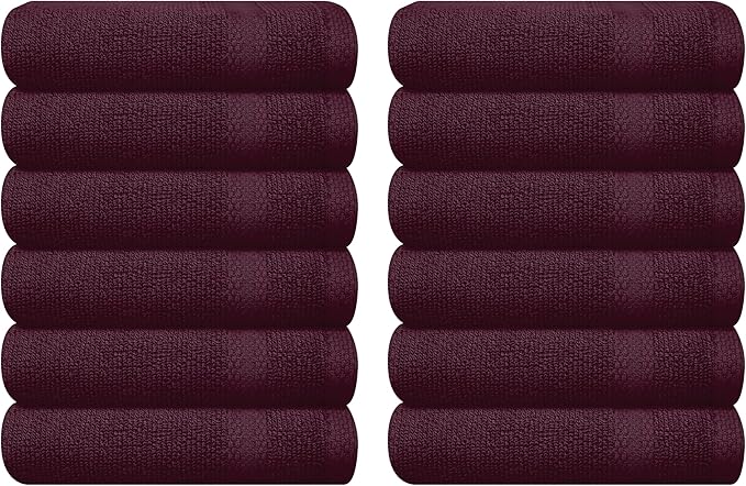 GLAMBURG Ultra Soft 12-Piece Washcloths Set 13x13-100% Ringspun Cotton by GLAMBURG