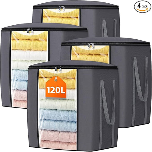 120L Extra Large Clothes Storage Bags, Foldable Blanket Storage and Organization by Unknown