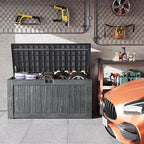 Greesum Outdoor Storage Box 120 Gallon Storage Bin with Lid for Patio Furniture, Garden Tools, Pool Supplies, Lockable, Waterproof and UV Resistant, Gray - Image 3
