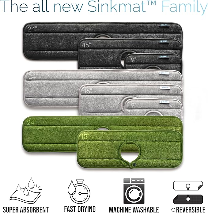 Ternal Original SINKMAT 24in XL Faucet Splash Guard Extra Long Microfiber Sink - Image 6
