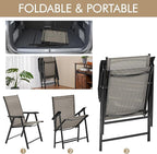 Yaheetech Outdoor Patio Chairs Set of 4, Portable Dining Chairs with Armrests for Camping, Lawn Yard Beach, Folding Outdoor Chairs 4-Pack with Metal Frame, Brown - Image 4