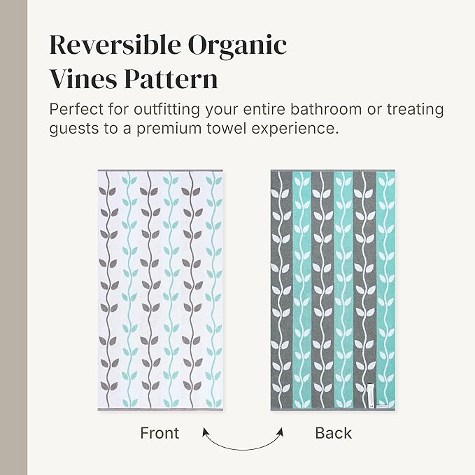 Modern Threads Organic Vines 6-Piece 100% Cotton Towel Set – Yarn Dyed Jacquard - Image 6