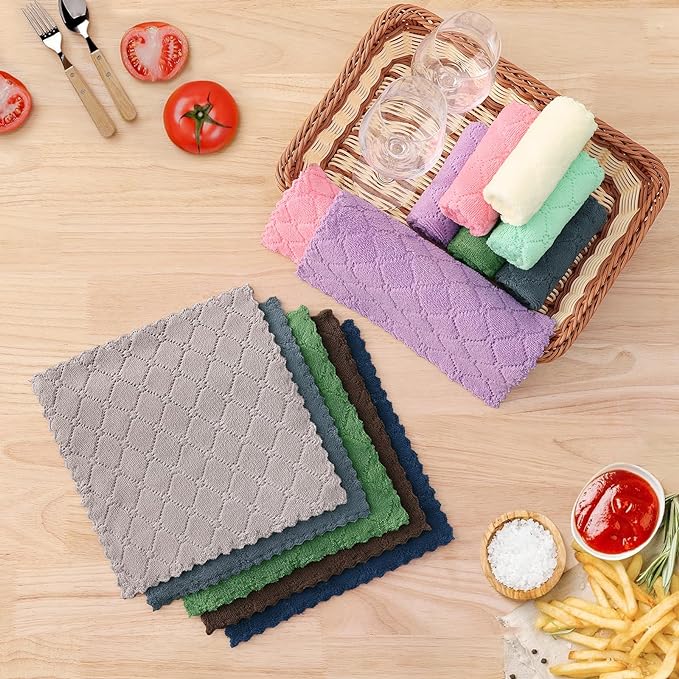 Homaxy 12 Pack Kitchen Dish Cloths, Super Soft and Absorbent Coral Velvet Dish - Image 5