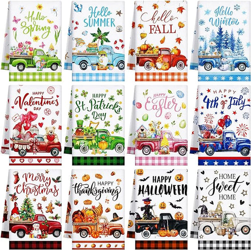 12 Pcs Seasonal Kitchen Towels Set by FuWeave