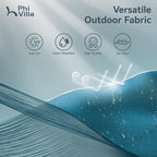 PHI VILLA 13ft Patio Umbrella with Solar-Powered 120 PCS LED Color-Changing Lights, Triple-Head Large Rectangle Umbrella Outdoor Patio for Table with Crank Lift,Cyan(No Base) - Image 8
