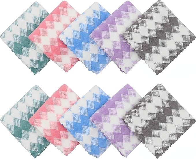 Microfiber Cleaning Cloth Lint Free Cleaning Rags, 10 Pack Fast Drying Dish Rags - Image 2