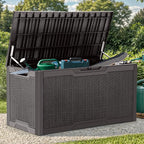 YITAHOME 100 Gallon Resin Deck Box, Weather Resistant Outdoor Storage Box, Lockable Indoor Outdoor Storage for Supplies and Essentials, Dark Brown by YITAHOME