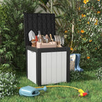40 Gallon Resin Deck Box, Lockable Patio Outdoor Storage Box for Furniture, Garden Tools and Tools Storage, Waterproof Outside Storage Boxes - Black&White - Image 2
