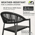 8 Pcs Stackable Patio Dining Chairs, Aluminum Rattan Outdoor Dining Chair with Arms, Woven Rope Garden Armchair Metal No Assembly for Bistro Balcony Porch Deck Yard Cafe Restaurant, Black - Image 4