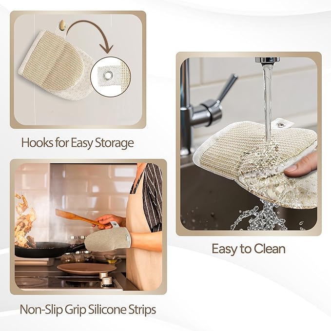 Casa Platino Mini Oven Mitts & Silicone Pot Holders, 4-Piece – Heat Resistant - Image 6