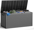 121 Gallon Waterproof Outdoor Storage Box,Resin Deck Box,Lockable Outside Storage Box Container for Patio Furniure,Garden,Pool Tools (121 Gallon,Black) by MAIUSCOLI