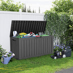 85 Gallon Outdoor Deck Box, Lockable Waterproof Outdoor Storage Boxes For Garden Tools,Indoor Cushions,Accessories Outside Storage Resin Weatherproof Container(Black) - Image 6