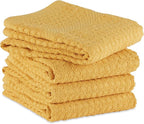 DII Basic Terry Collection Waffle Dishtowel Set, Solid Mustard, 4 Piece - Image 3