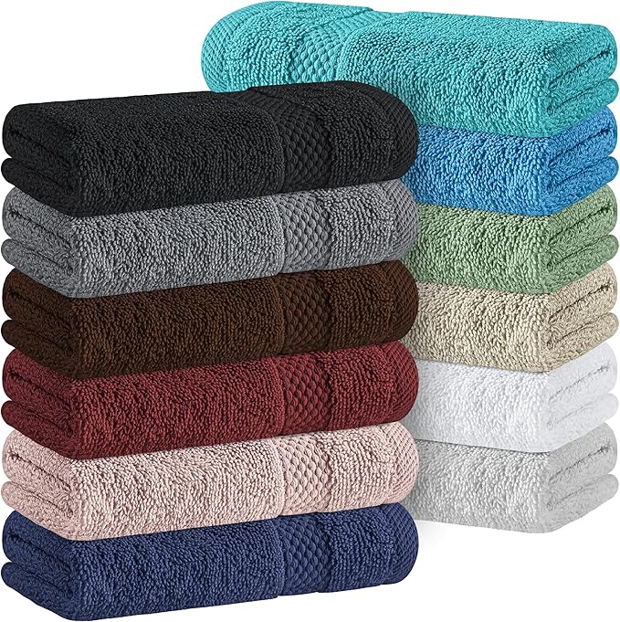 White Classic Luxury Cotton Washcloths 13x13 Inch by WhiteClassic