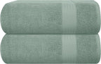 GLAMBURG Premium Cotton Oversized 2 Pack Bath Sheet 35x70-100% Pure Cotton by GLAMBURG