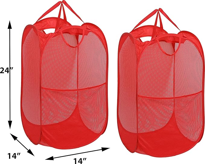Simple Houseware Mesh Pop-Up Laundry Hamper Basket - Image 2