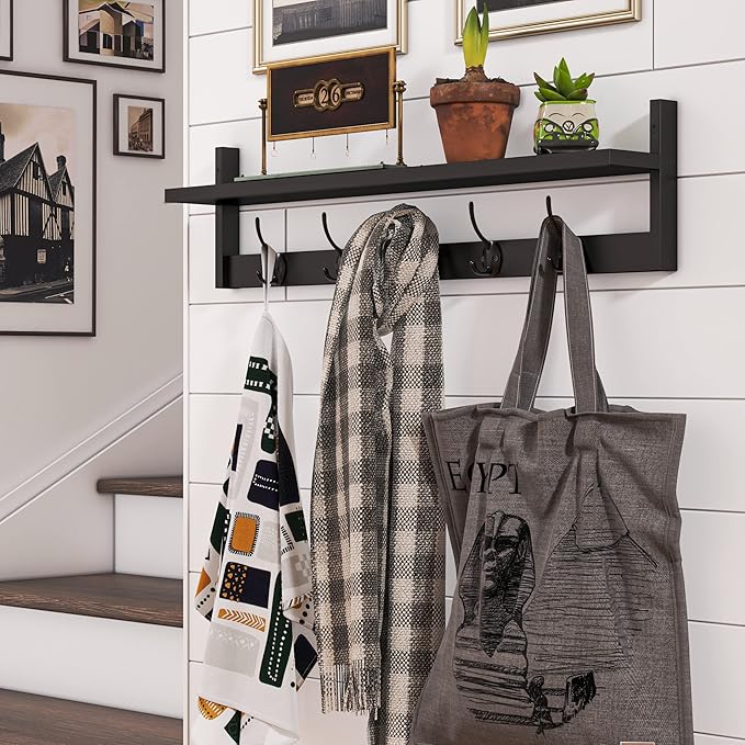 BAMEOS Wall-Mounted Shelf with Hooks - Image 3