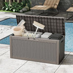 Outdoor Storage Box, Resin Deck Boxes Indoor and outdoor, Waterproof Storage Box Lockable Lid (Grey,70 Gallon) - Image 8