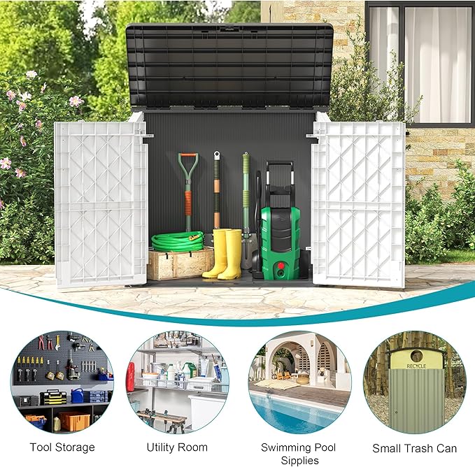 LHBcraft Outdoor Storage Cabinet 36 Cu Ft with Lockable Doors, Portable Horizontal Storage Shed, Resin Outdoor Storage Box Waterproof for Patio-Easy to Assemble - Image 5