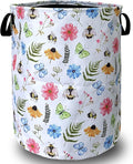 Cute Bee Floral Flowers Laundry Basket Foldable by SELIONLIKN