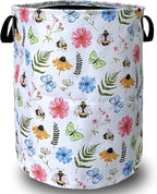 Cute Bee Floral Flowers Laundry Basket Foldable by SELIONLIKN