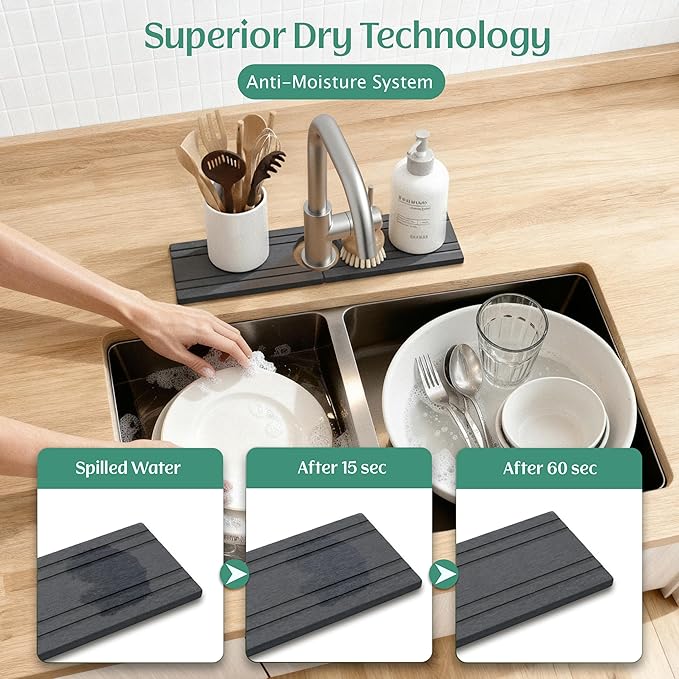 Stone Faucet Mat for Kitchen Sink Splash Guard 15.7" x 3.9" - Image 3
