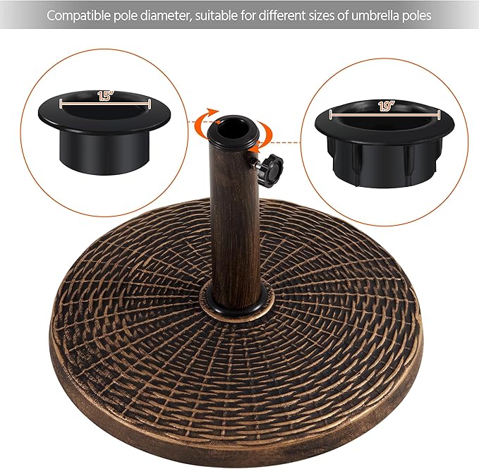 Yaheetech 22 lbs Heavy Duty Outdoor Umbrella Base 18" Round Patio All-Weather Umbrella Stand Market Umbrella Base for Garden & Lawn, Bronze - Image 6
