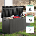 ROJIK Outdoor Storage Housing Deck Box,Waterproof Patio Furniture, Garden Tools, Cushions, Pool Accessories Storage Bench with Lockable Lid and Side Handles (Black,60 Gallon) - Image 7
