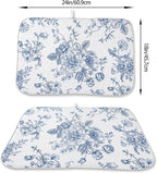 Blue Floral Dish Drying Mats 18x24 Inch Blue and White Chinoiserie Flower - Image 2