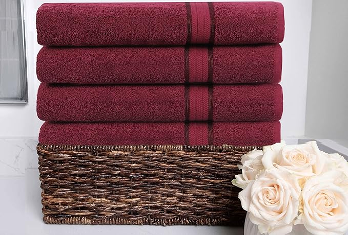 Cotton Craft Ultra Soft 4 Pack Oversized Extra Large Bath Towels 30x54 Burgundy - Image 4