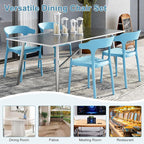 VECELO 4 Pack Plastic Stacking Chairs, Stackable Dining Chairs for Kitchen Restaurant Patio, Portable Indoor Outdoor Use, No Assembly Required, Blue - Image 7