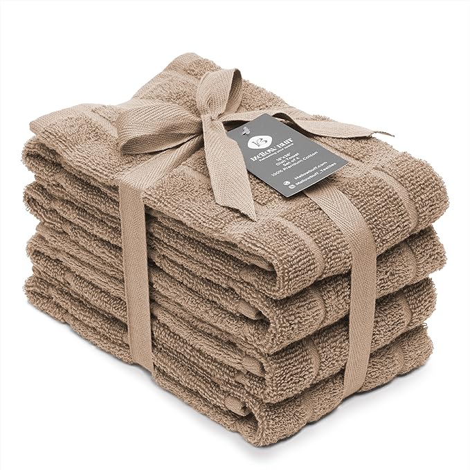 100% Cotton Terry Dish Towels, 4 Pack Plain, 16 x26 Inches, Super Soft and by Ecotribe