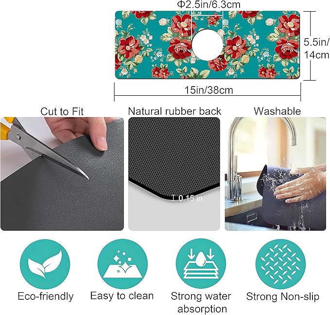 Kitchen Sink Splash Guard Faucet Mat Super Absorbent Fast Drying Mat Sink - Image 4