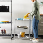 Amazon Basics 3-Shelf Adjustable Heavy Duty Steel Wire Shelving Rack with Chrome Finish, No-Tool Assembly, 250 lbs per Shelf, 23.2" L x 13.4" W x 30" H - Image 8