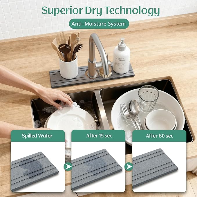 Stone Faucet Mat for Kitchen Sink Splash Guard 15.7" x 3.9" - Image 3