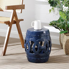 JONATHAN Y TBL1022B Lucky Coins 16" Chinese Ceramic Drum Indoor/Outdoor Garden Stool Bohemian, Coastal, Classic, Cottage, French Country, Traditional, Side Table, Plant Stand, Spill-Proof, Navy - Image 7