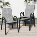 Patio Chairs Set of 4, Stackable Outdoor Dining Chairs for All Weather Textilene Fabric & Metal Frame, Outdoor Chairs Set for Backyard Deck Garden (Grey, Set of 4) by Vimstora