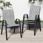 Patio Chairs Set of 4, Stackable Outdoor Dining Chairs for All Weather Textilene Fabric & Metal Frame, Outdoor Chairs Set for Backyard Deck Garden (Grey, Set of 4) by Vimstora