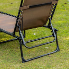 Outsunny Chaise Lounge Chair Outdoor, 5-Position Adjustable Sun Tanning Chair with Carrying Handle and Side Pocket, Folding Bed Cot with Removable Pillow for Garden, Beach, Patio, Pool, Camp, Brown - Image 8