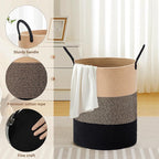 Tall Laundry Basket with Handles, 58L Portable Dirty Clothes Hamper, Boho - Image 3