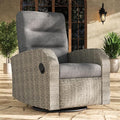 LayinSun Oversized Wicker Outdoor Swivel Glider Recliner with Adjustable Backrest & Footrest, Patio Reclining Lounge Chair by LayinSun